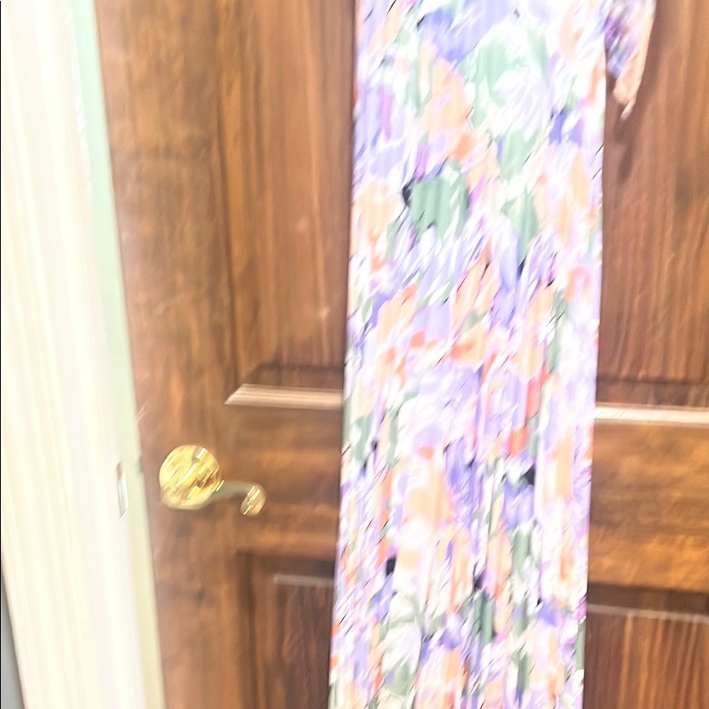 Astr Purple and Green Asymmetrical Sundress Resort Wear